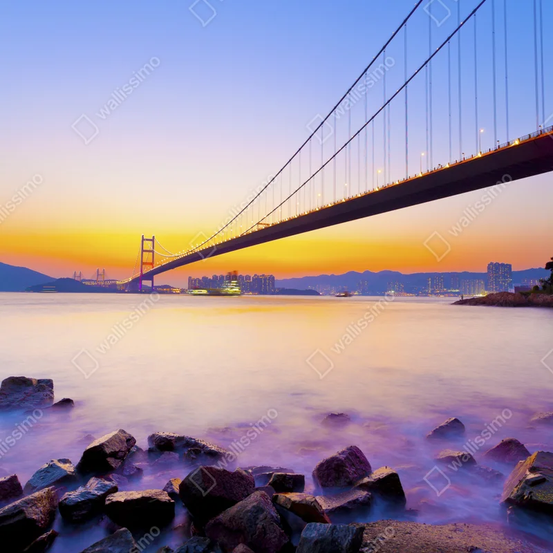 Kühlschrankaufkleber goldener sonnenuntergang über hängebrücke Kühlschrankaufkleber goldener sonnenuntergang über hängebrücke