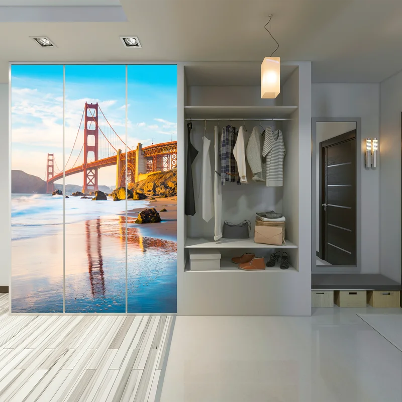 Schrankaufkleber goldene stunde an der Golden Gate Bridge, Baker Beach