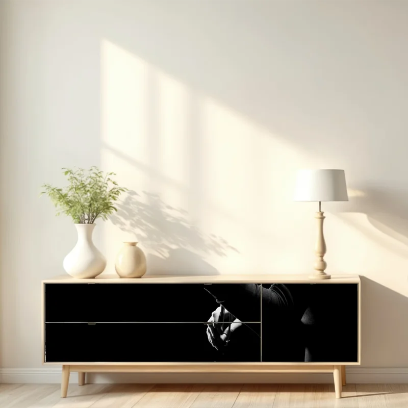 Repositionierbarer Aufkleber elegante geigerin in silhouette Repositionierbarer Aufkleber elegante geigerin in silhouette