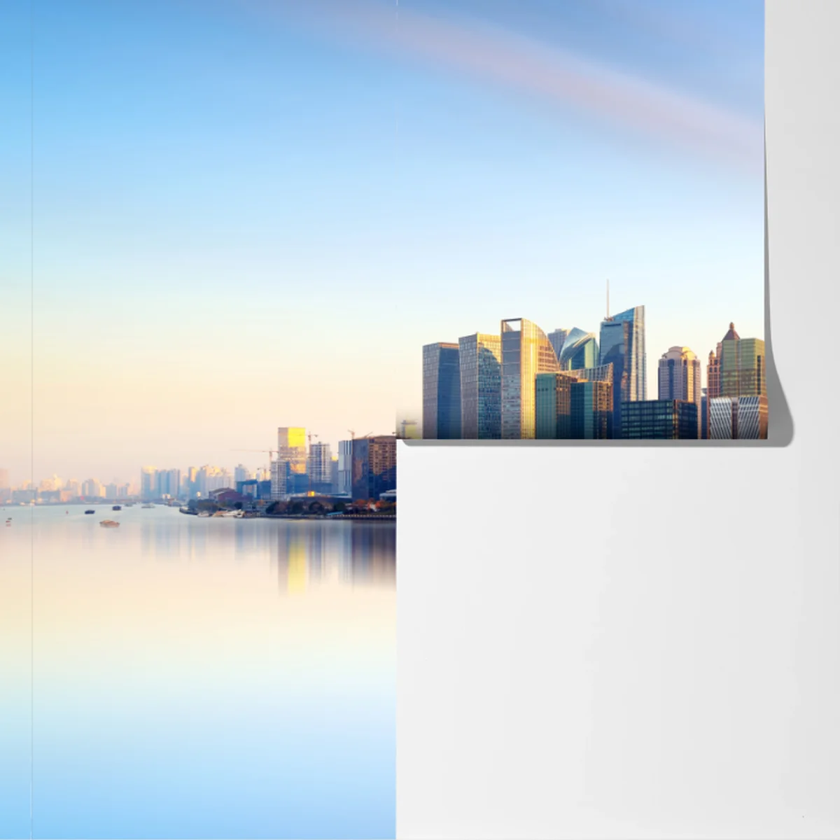 Fototapete Shanghai skyline spiegelung bei sonnenaufgang Fototapete Shanghai skyline spiegelung bei sonnenaufgang