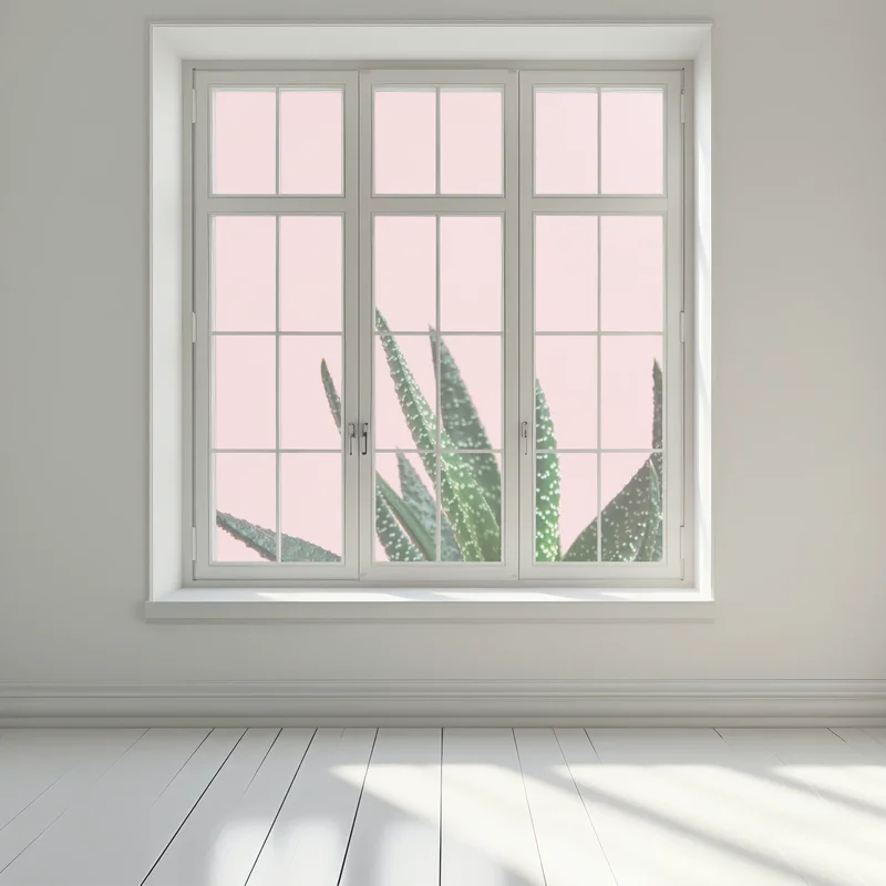 Fensteraufkleber grüner aloes auf rosa hintergrund