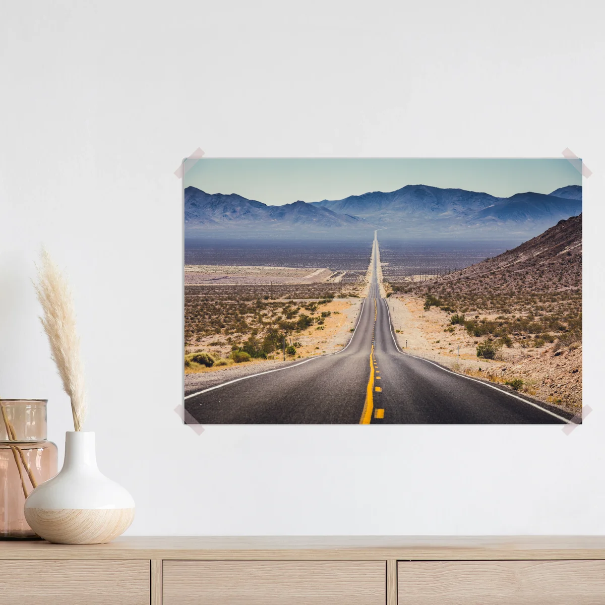 Poster endlose wüstenstraße in die berge Poster endlose wüstenstraße in die berge