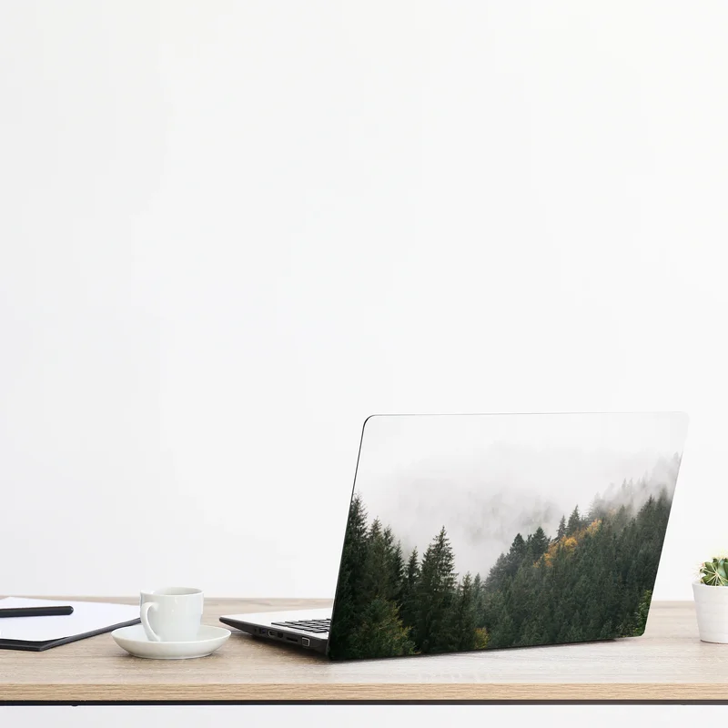 Naklejka na laptopa mglisty górski las