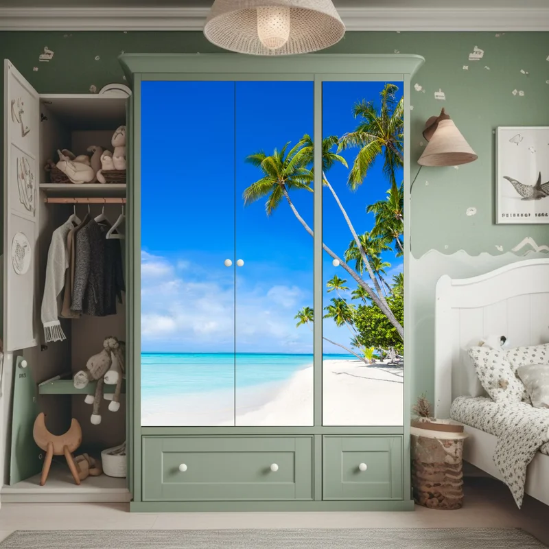 Schrankaufkleber tropischer palmenstrand