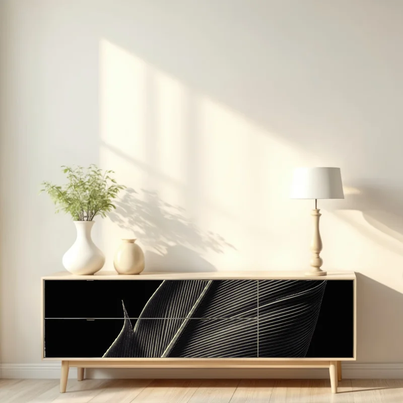 Repositionierbarer Aufkleber zarte feder in makroaufnahme