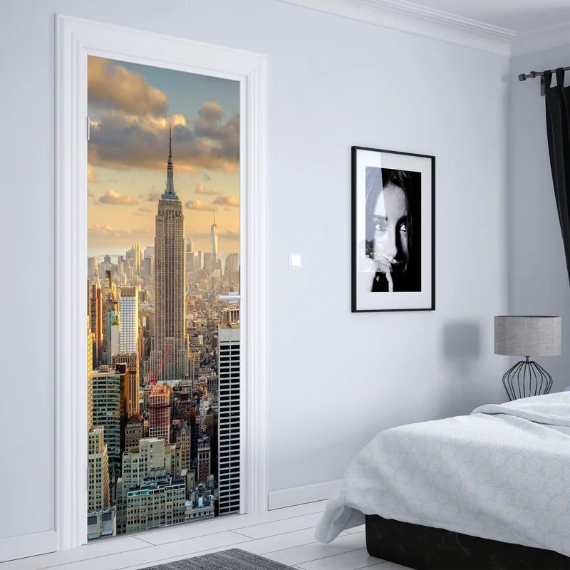 Türaufkleber New York skyline bei sonnenuntergang