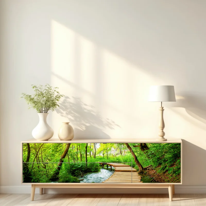 Repositionierbarer Aufkleber holzsteg bei den Plitvicer Seen Repositionierbarer Aufkleber holzsteg bei den Plitvicer Seen