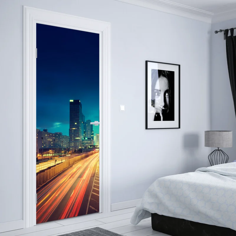 Türaufkleber La Défense skyline bei dämmerung Türaufkleber La Défense skyline bei dämmerung