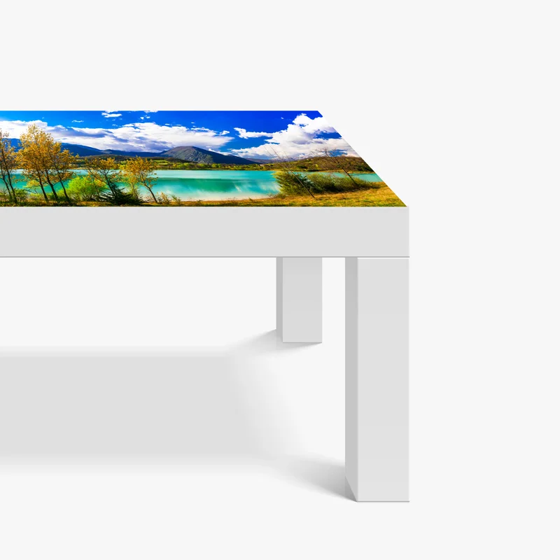 Tischaufkleber und Schreibtischaufkleber türkissee mit berglandschaft