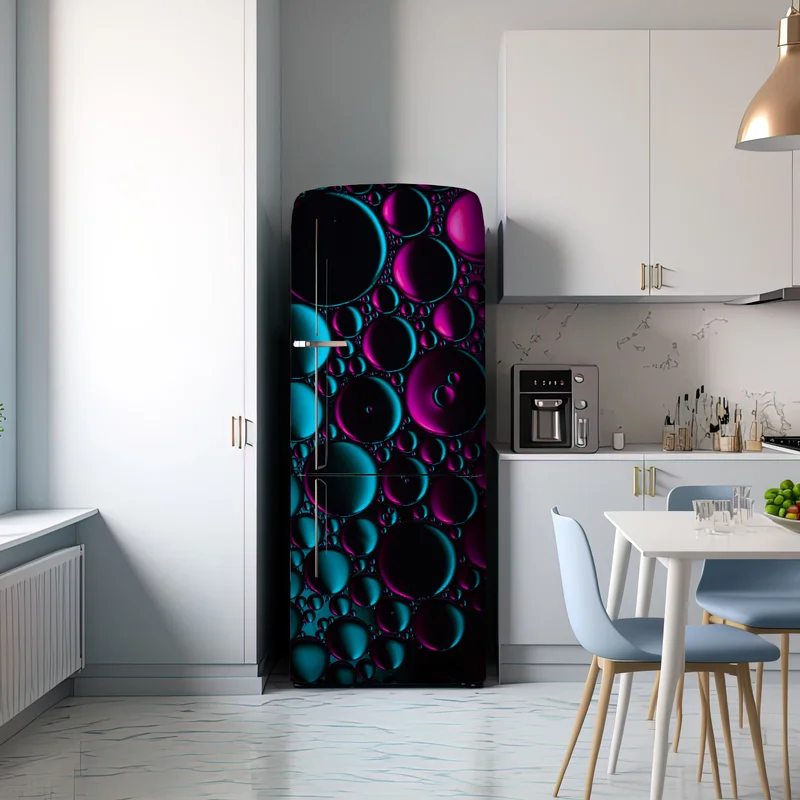 Kühlschrankaufkleber türkis-magenta blasenmuster
