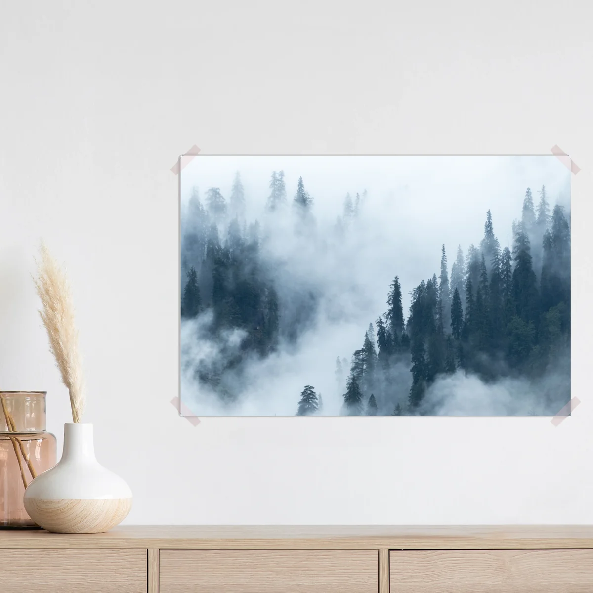 Poster nebliger kiefernwald • Poster bei Wallnifity® Poster nebliger kiefernwald • Poster bei Wallnifity®