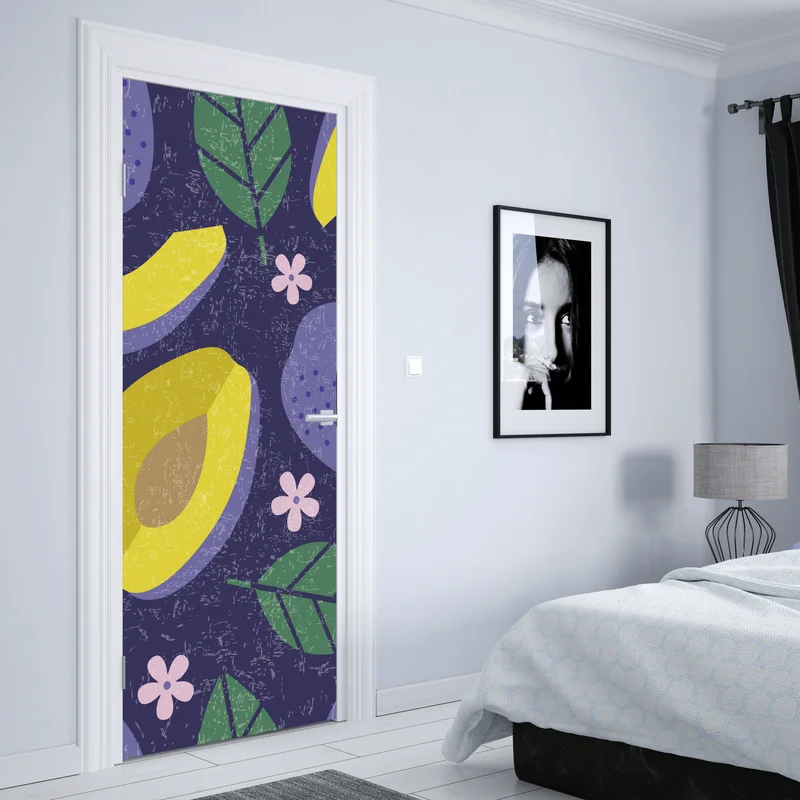 Türaufkleber verspieltes pflaumenmuster mit blättern