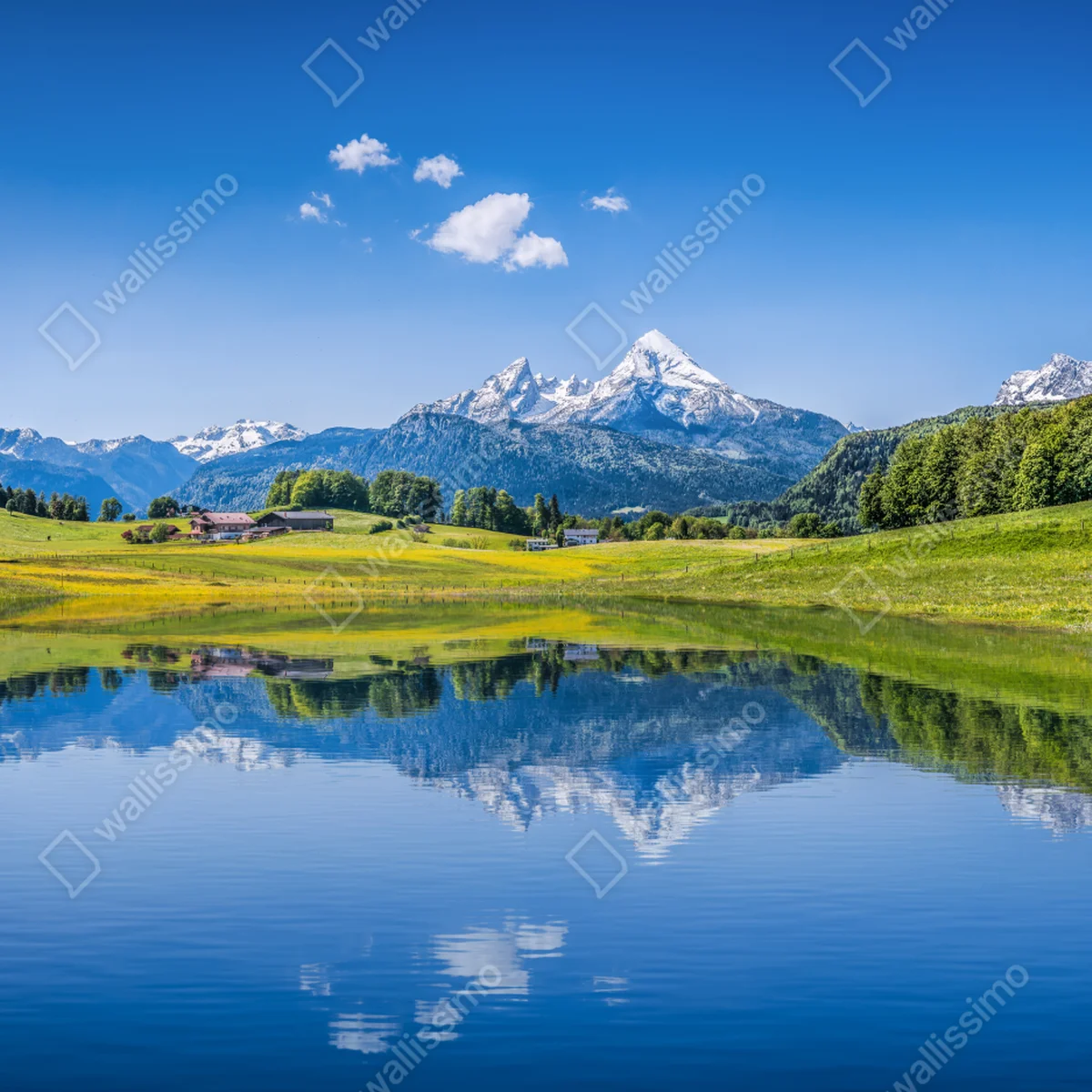 Fensteraufkleber alpine spiegelung: ruhige berglandschaft Fensteraufkleber alpine spiegelung: ruhige berglandschaft