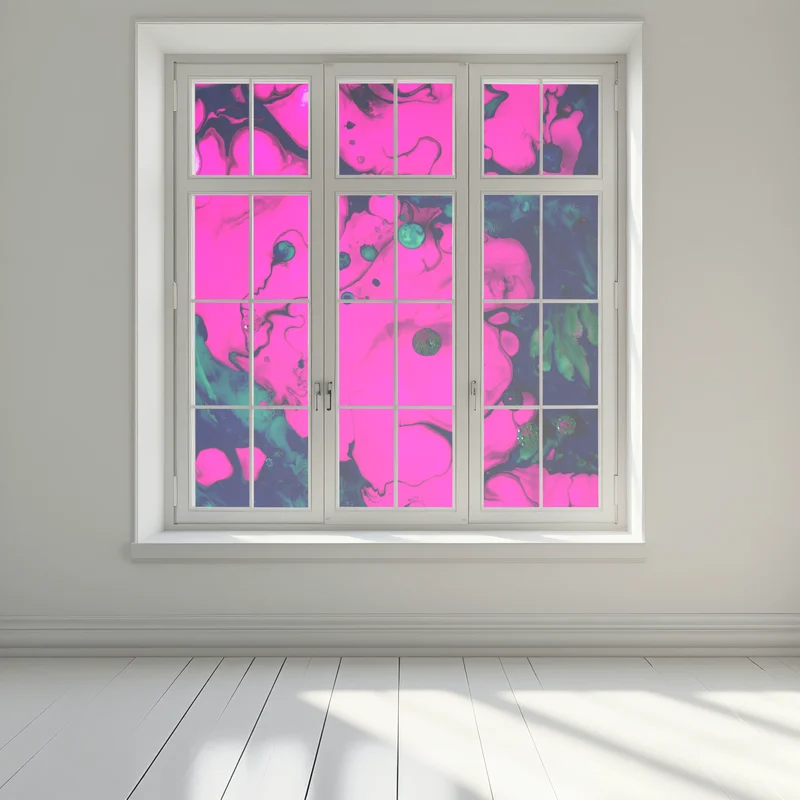 Fensteraufkleber neonpink flüssige abstraktion