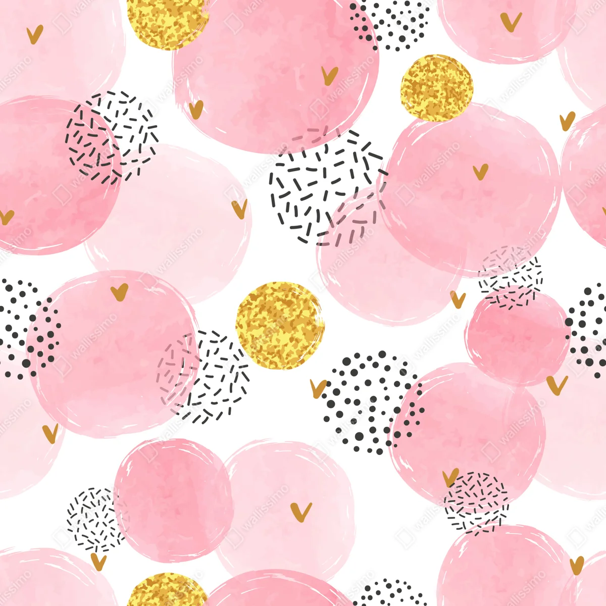 Repositionierbarer Aufkleber rosa aquarellkreise mit goldenen akzenten Repositionierbarer Aufkleber rosa aquarellkreise mit goldenen akzenten