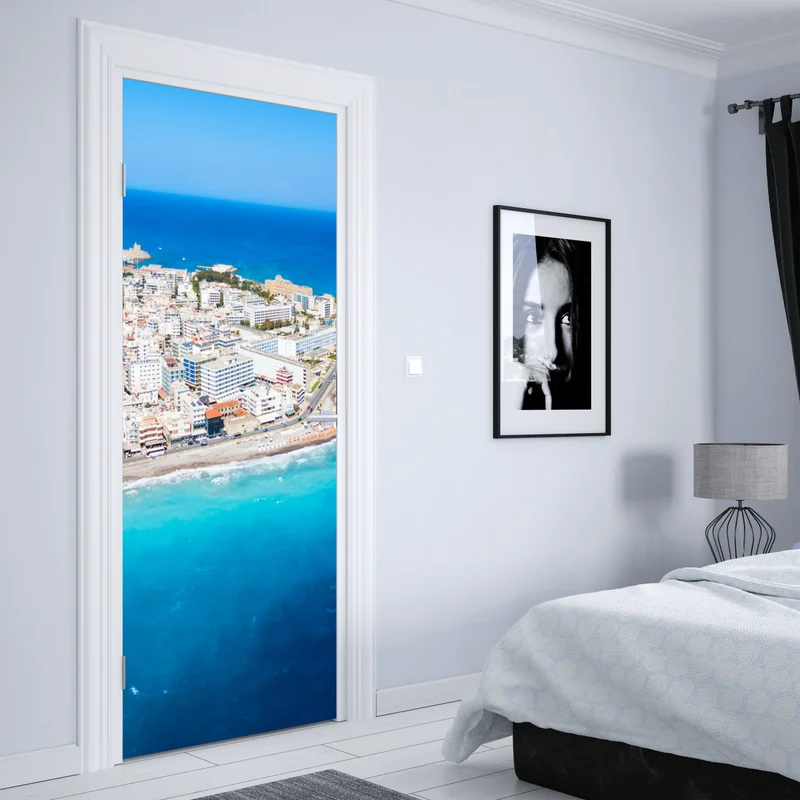 Türaufkleber luftpanorama der küste von Rhodos