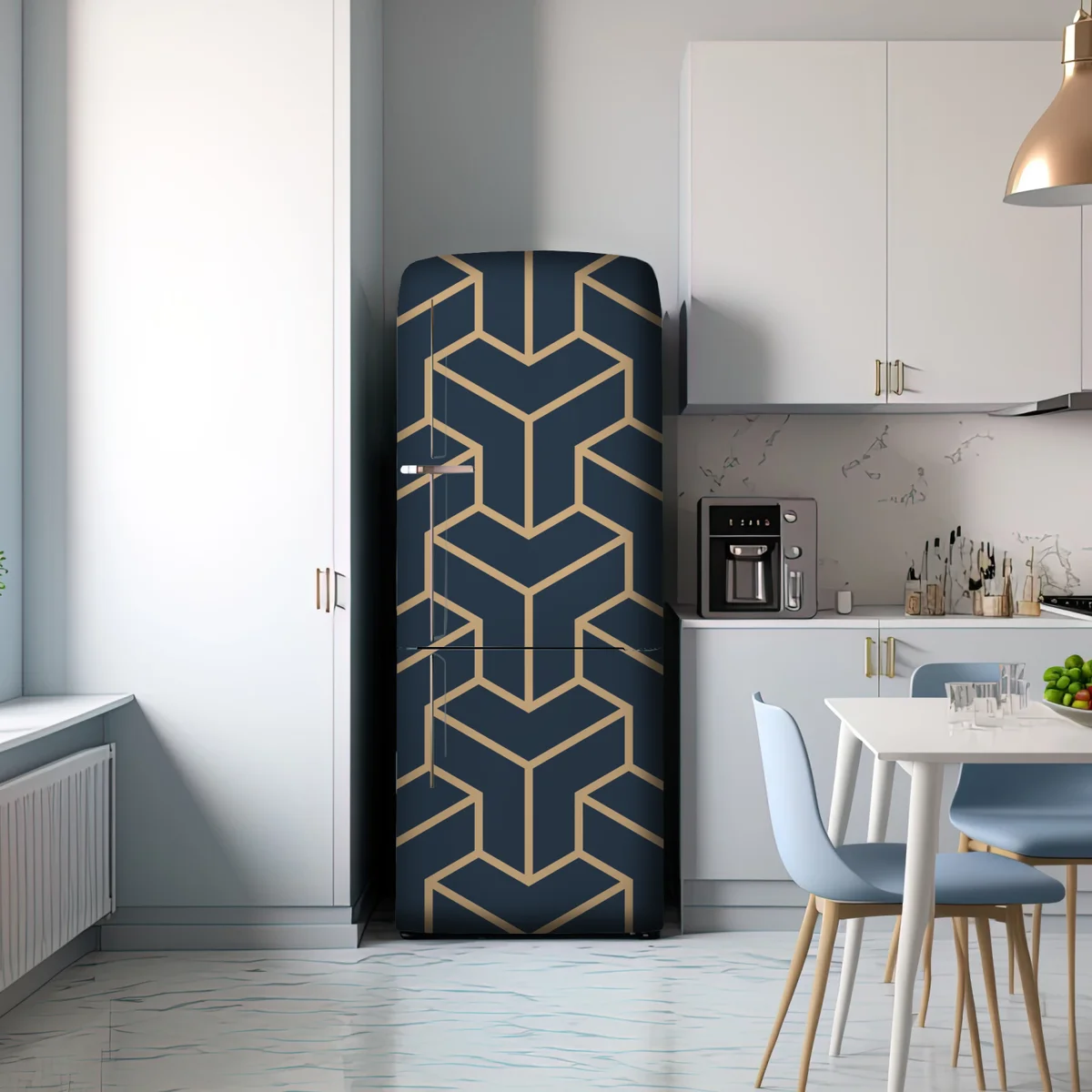 Kühlschrankaufkleber marineblaues geometrisches würfelmuster Kühlschrankaufkleber marineblaues geometrisches würfelmuster