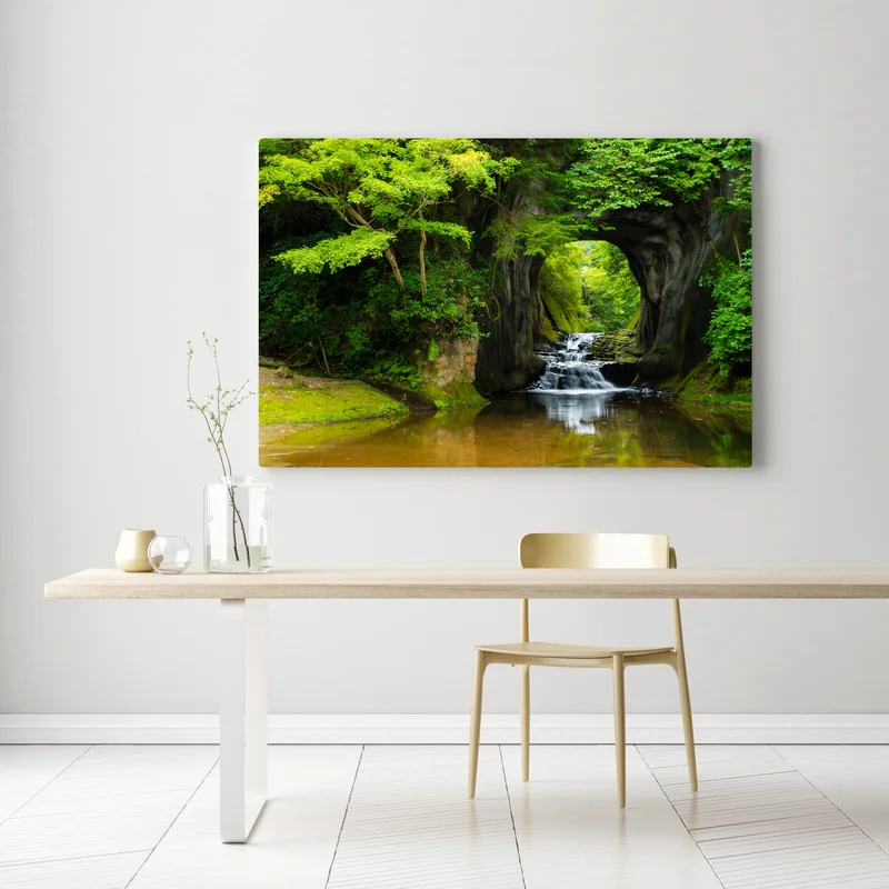 Leinwandbild geheimer wasserfall im felsbogen Leinwandbild geheimer wasserfall im felsbogen