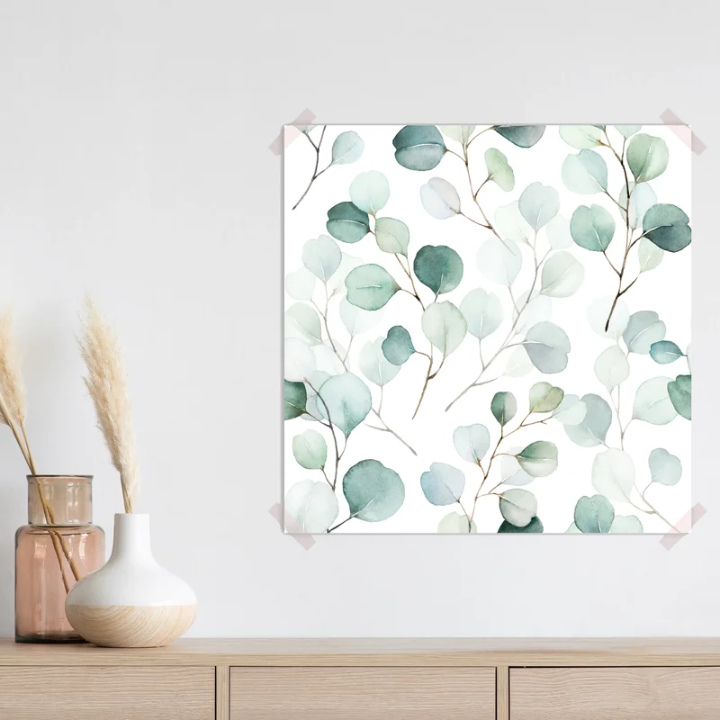 Poster zarter eukalyptus-aquarell blättermuster Poster zarter eukalyptus-aquarell blättermuster