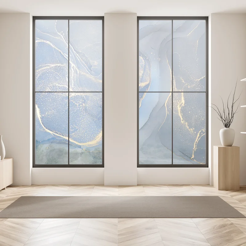 Fensteraufkleber ozeanblauer marmor mit goldenen adern Fensteraufkleber ozeanblauer marmor mit goldenen adern