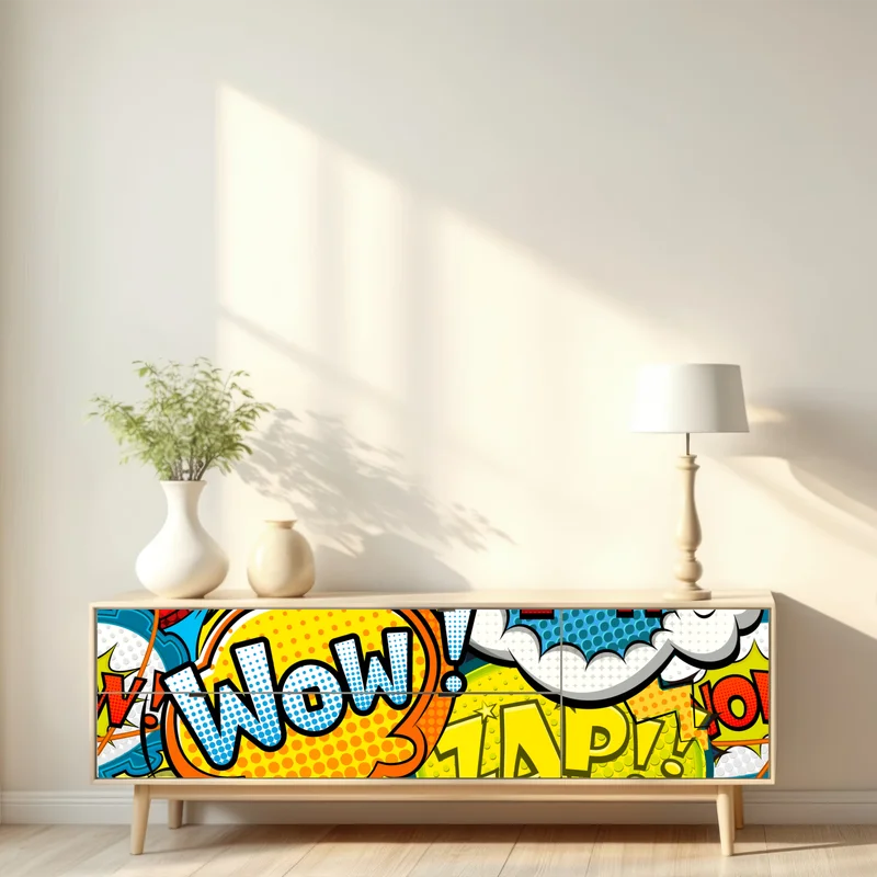 Repositionierbarer Aufkleber bunte comic pop-art-collage