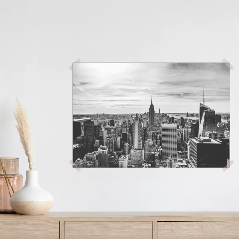 Poster panorama von New York in graustufen Poster panorama von New York in graustufen