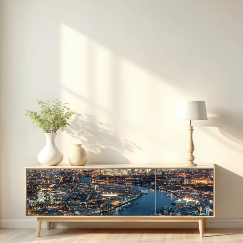 Repositionierbarer Aufkleber nächtliche skyline von London