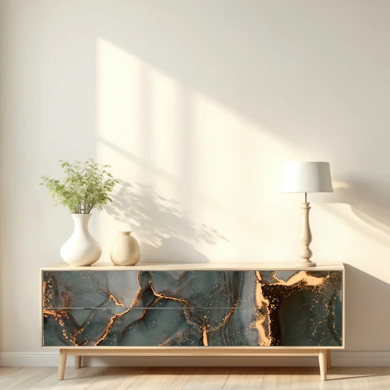 Repositionierbarer Aufkleber luxuriöse türkis abstraktion mit goldenen adern Repositionierbarer Aufkleber luxuriöse türkis abstraktion mit goldenen adern