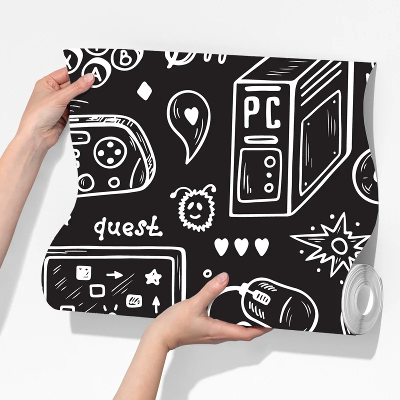 Fototapete handgezeichnetes gaming-muster Fototapete handgezeichnetes gaming-muster