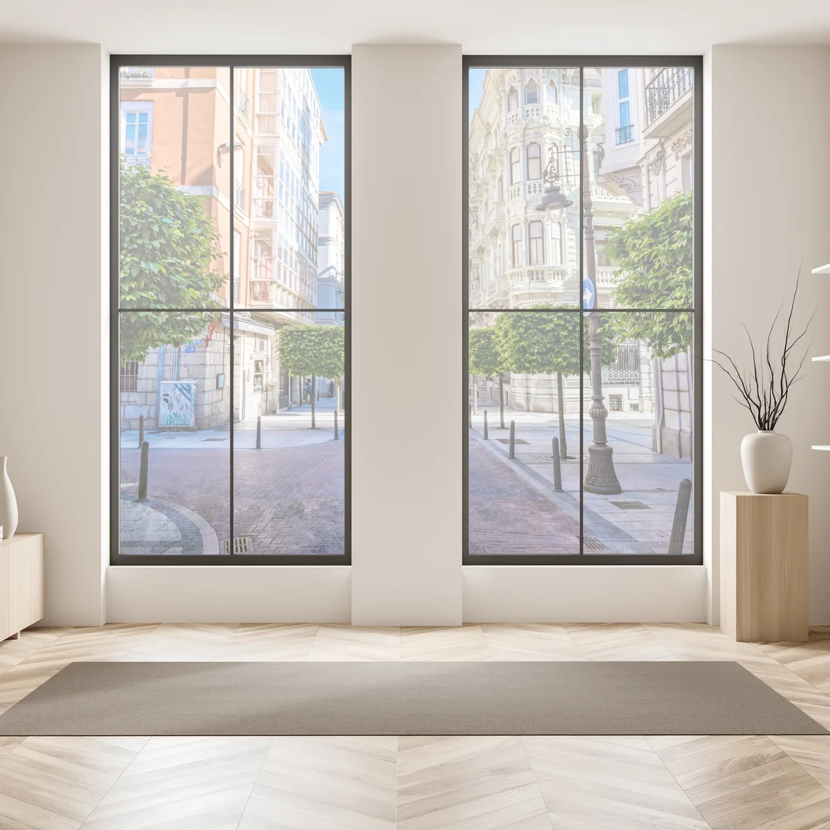 Naklejka na okno Santander ulica miejska z zabytkowym łukiem Naklejka na okno Santander ulica miejska z zabytkowym łukiem