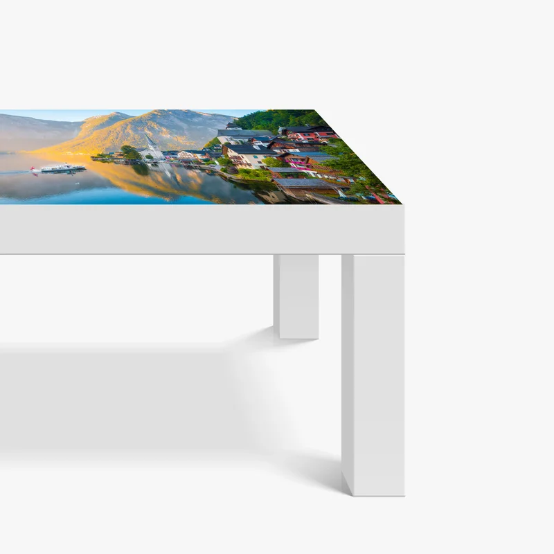 Tischaufkleber und Schreibtischaufkleber morgendlicher lichtglanz über Hallstatt am see