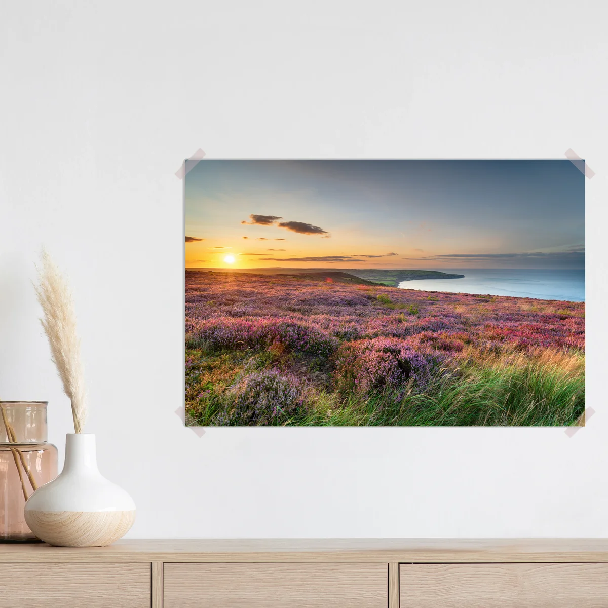 Poster sonnenuntergang über der heide auf den North York Moors Poster sonnenuntergang über der heide auf den North York Moors