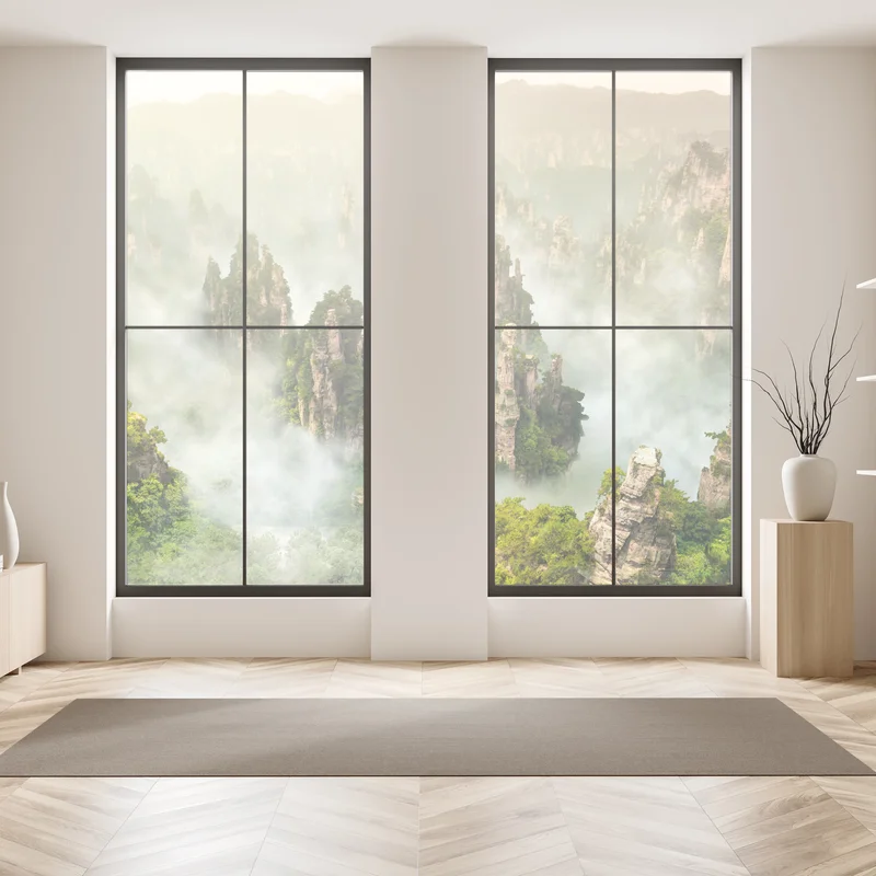 Fensteraufkleber neblige säulen von Zhangjiajie