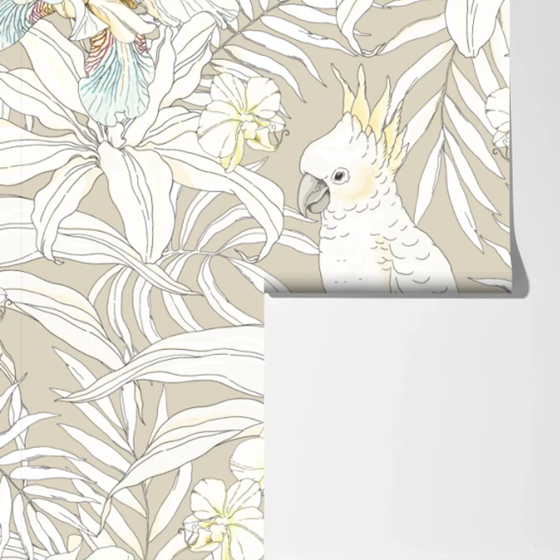 Fototapete tropisches kakadu-blumenmuster Fototapete tropisches kakadu-blumenmuster