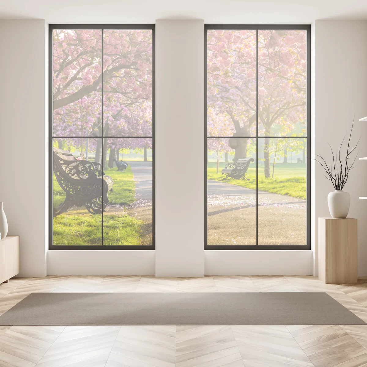 Fensteraufkleber kirschblütenallee im frühling Fensteraufkleber kirschblütenallee im frühling