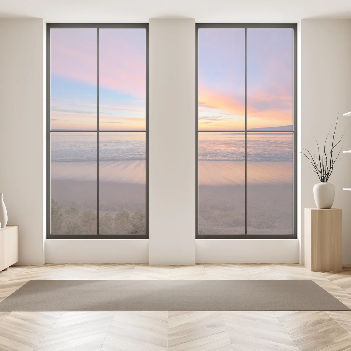 Fensteraufkleber lebendiger sonnenaufgang über einem ruhigen strand Fensteraufkleber lebendiger sonnenaufgang über einem ruhigen strand