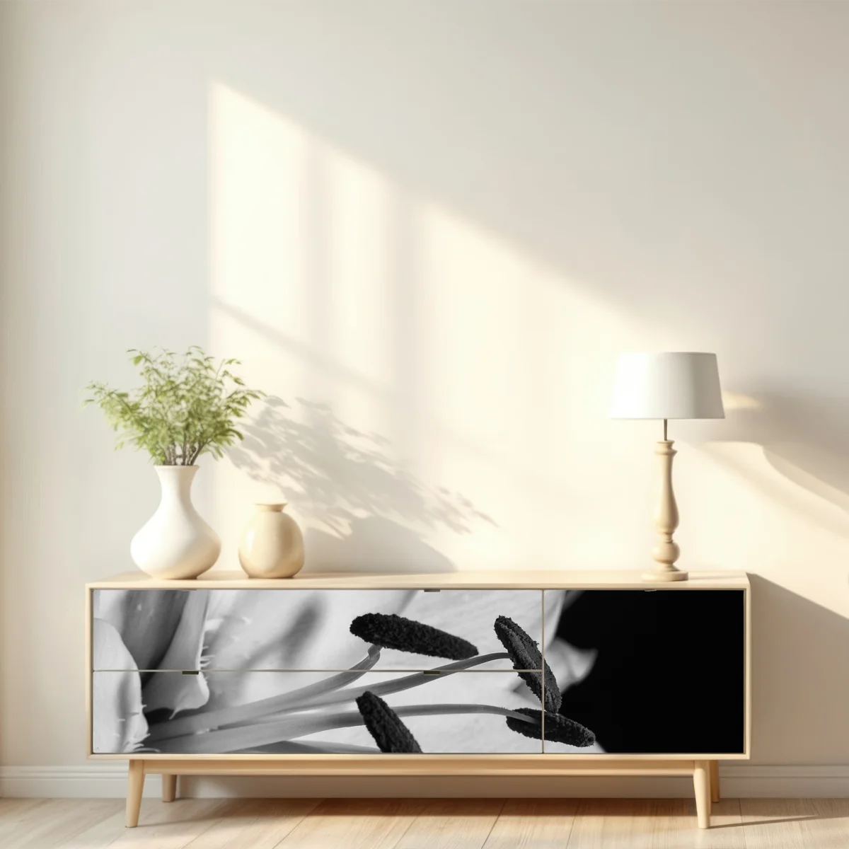 Repositionierbarer Aufkleber monochrome lilie nahaufnahme Repositionierbarer Aufkleber monochrome lilie nahaufnahme