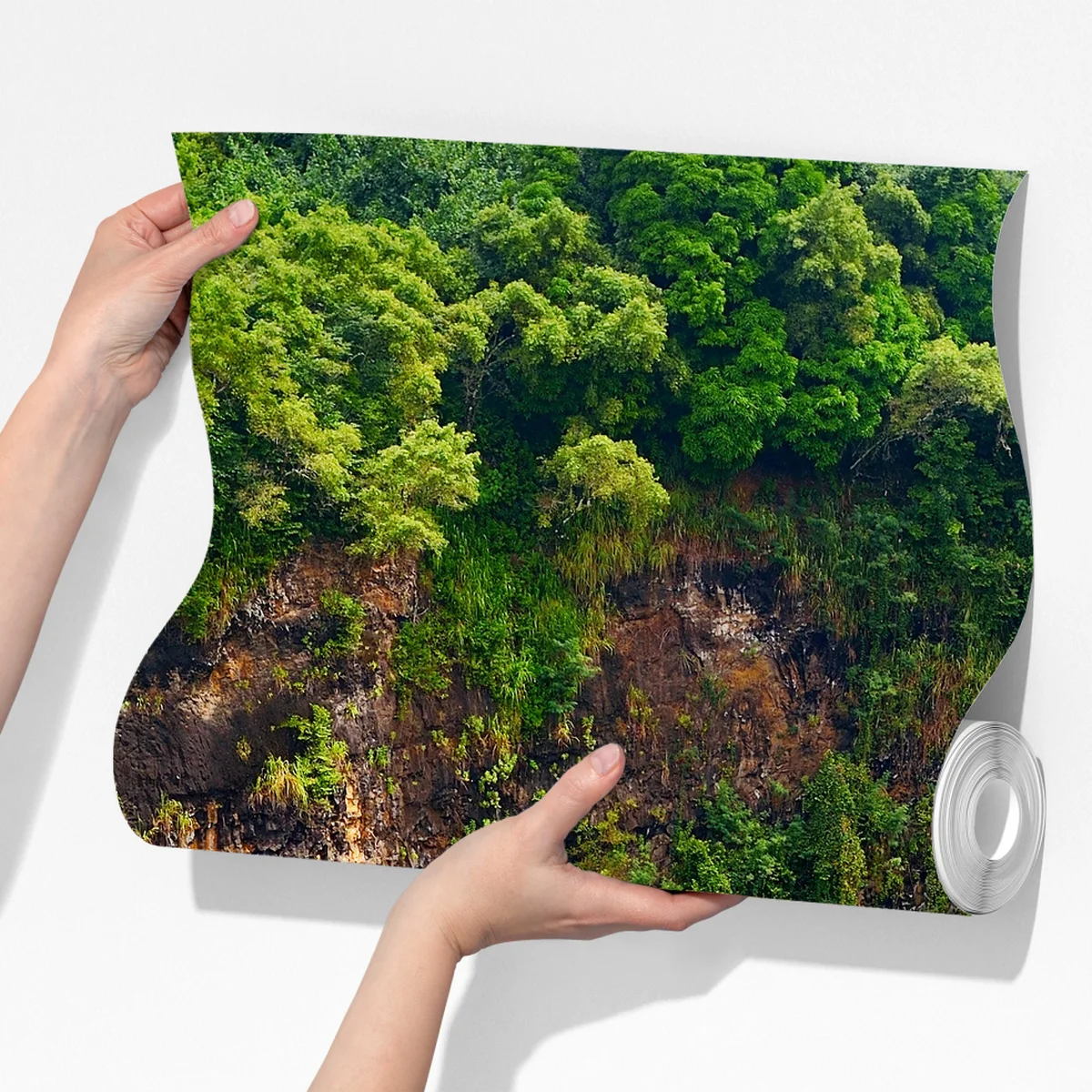 Fototapete doppelter wasserfall im üppig grünen wald Fototapete doppelter wasserfall im üppig grünen wald