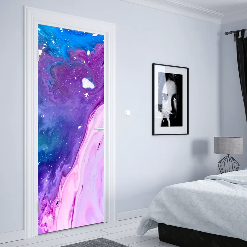Türaufkleber lebendige blau-violette abstrakte acrylmalerei