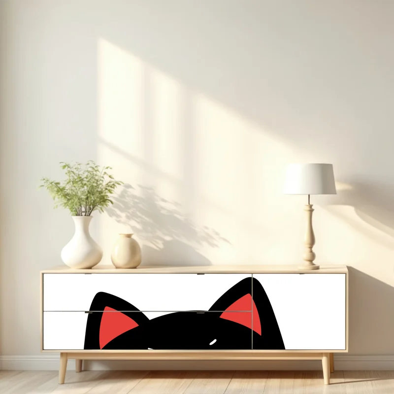 Repositionierbarer Aufkleber freche schwarze katze mit attitude