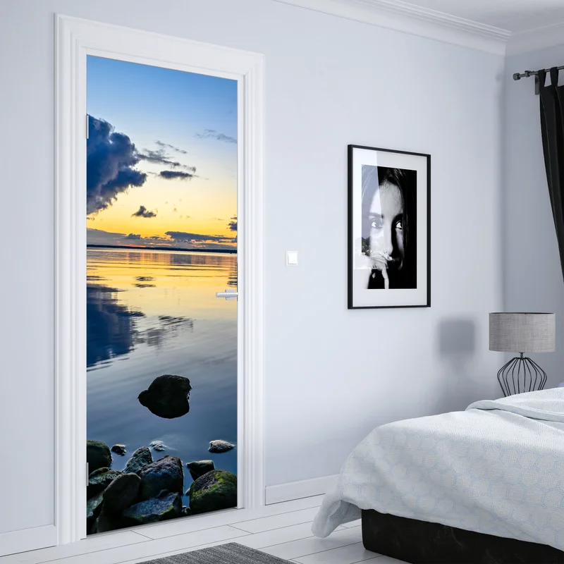 Türaufkleber ruhige küstenlandschaft bei sonnenuntergang Türaufkleber ruhige küstenlandschaft bei sonnenuntergang