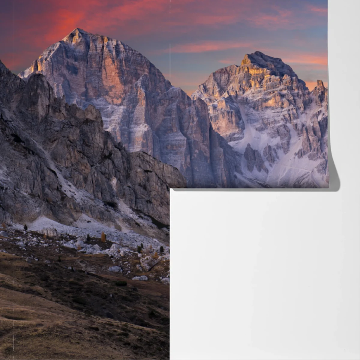 Fototapete majestätischer herbstlicher sonnenuntergang in den bergen Fototapete majestätischer herbstlicher sonnenuntergang in den bergen