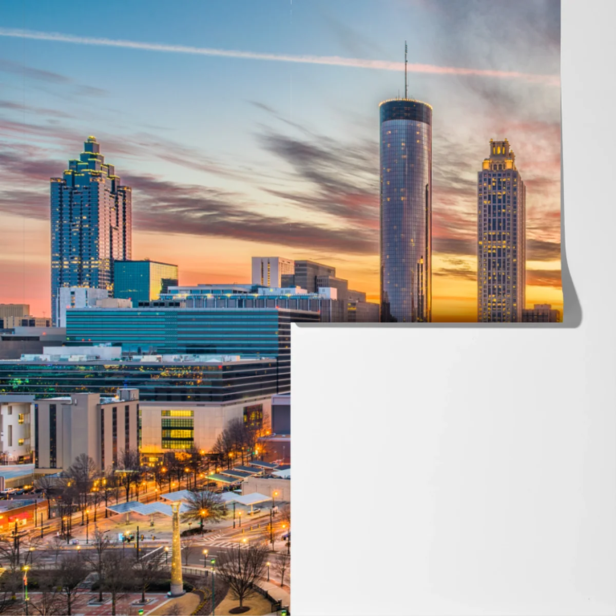 Fototapeta Atlanta panorama miasta przy zachodzie słońca Fototapeta Atlanta panorama miasta przy zachodzie słońca
