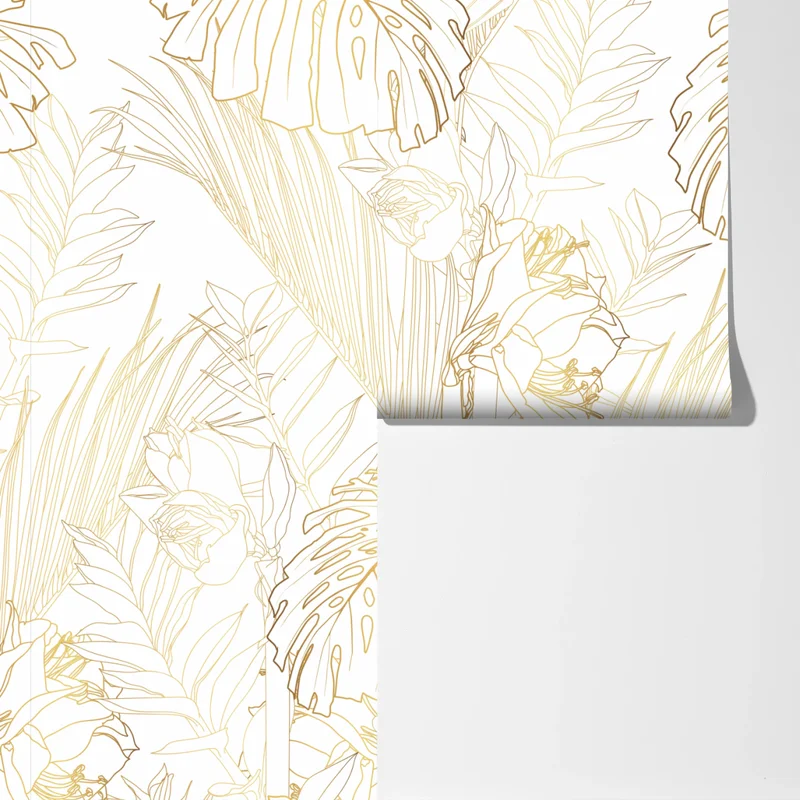 Fototapete goldenes tropisches blattmuster Fototapete goldenes tropisches blattmuster