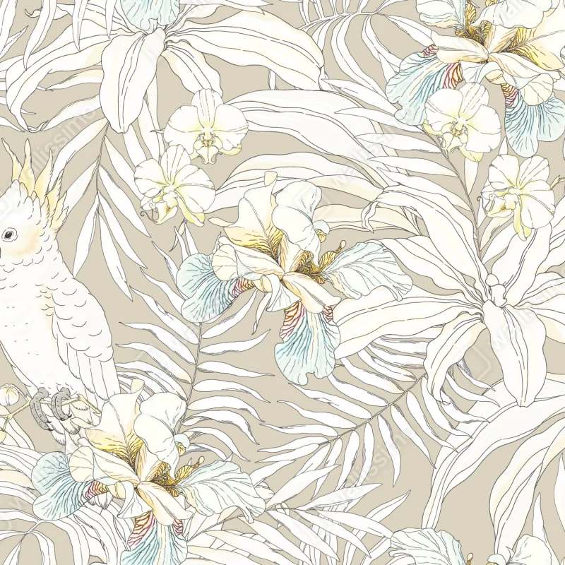 Türaufkleber tropisches kakadu-blumenmuster Türaufkleber tropisches kakadu-blumenmuster