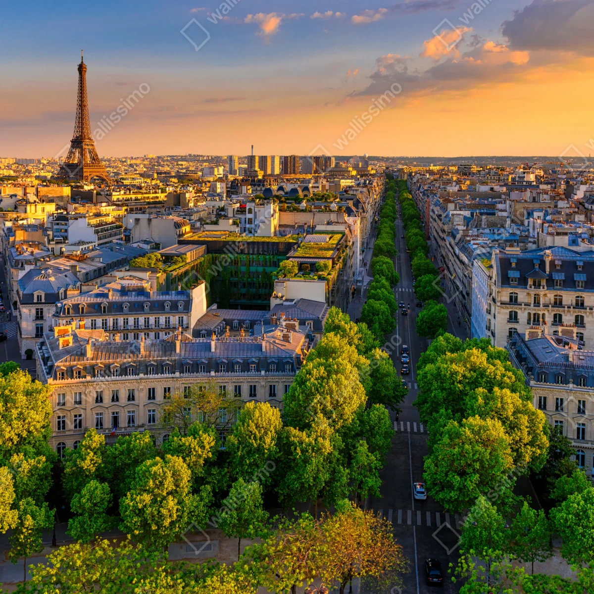 Leinwandbild sonnenuntergang über Paris mit Eiffelturm Leinwandbild sonnenuntergang über Paris mit Eiffelturm