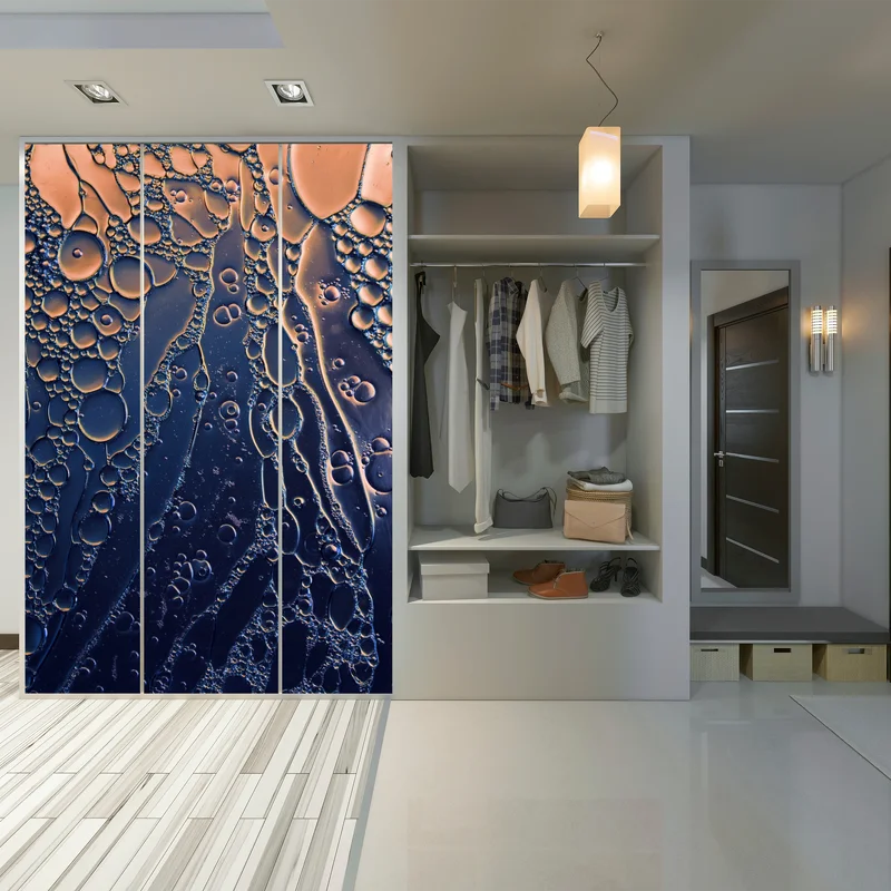 Schrankaufkleber blaue und goldene abstrakte blasen Schrankaufkleber blaue und goldene abstrakte blasen