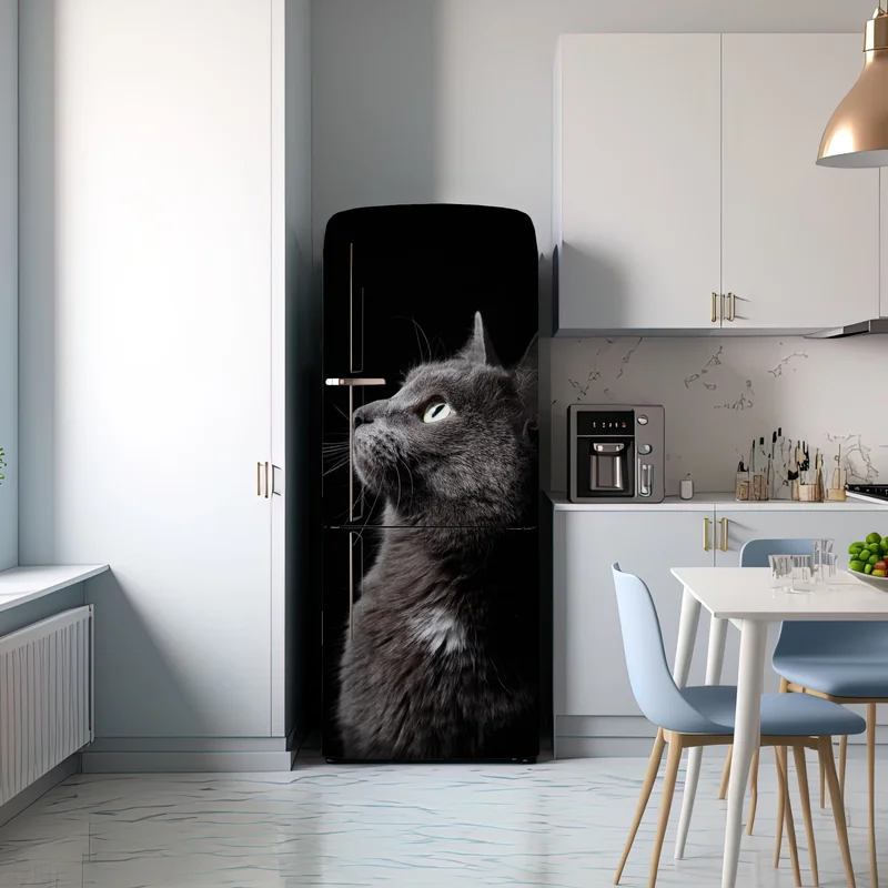 Kühlschrankaufkleber elegantes porträt einer grauen katze