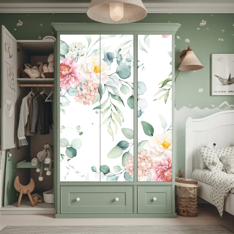 Schrankaufkleber zarter aquarellblumenstrauß