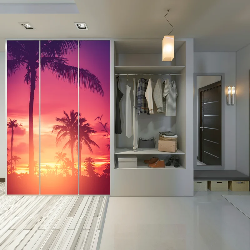 Schrankaufkleber tropischer sonnenuntergang mit palmen Schrankaufkleber tropischer sonnenuntergang mit palmen